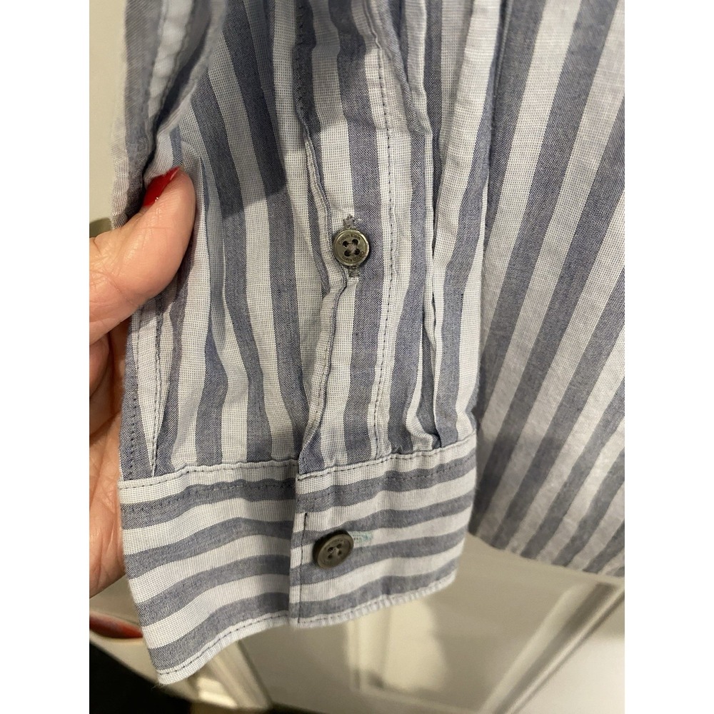 Calvin Klein Men's Medium Long Sleeve Blue Striped Button Down Shirt - Picture 6 of 7